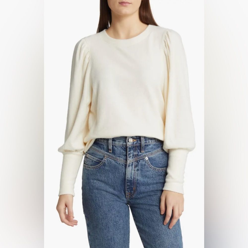 Madewell Puff Sleeve Brushed Jersey Top Size Medium NWT